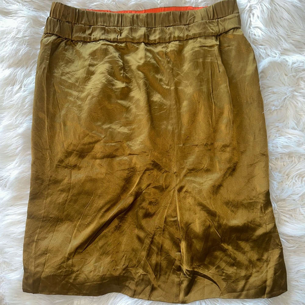 J Crew Olive Silk Skirt